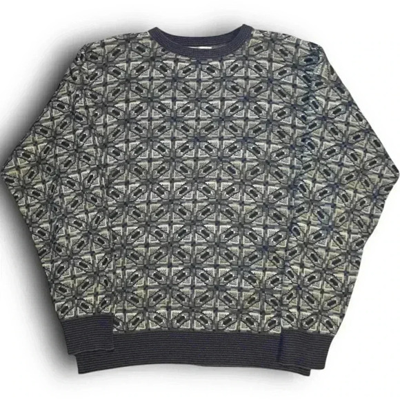 Vintage Tricots St. Raphael Abstract Print XL Geometric Pullover Sweater USA 90s - Picture 1 of 7